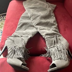 Gray faux suede Over the knee boots!
